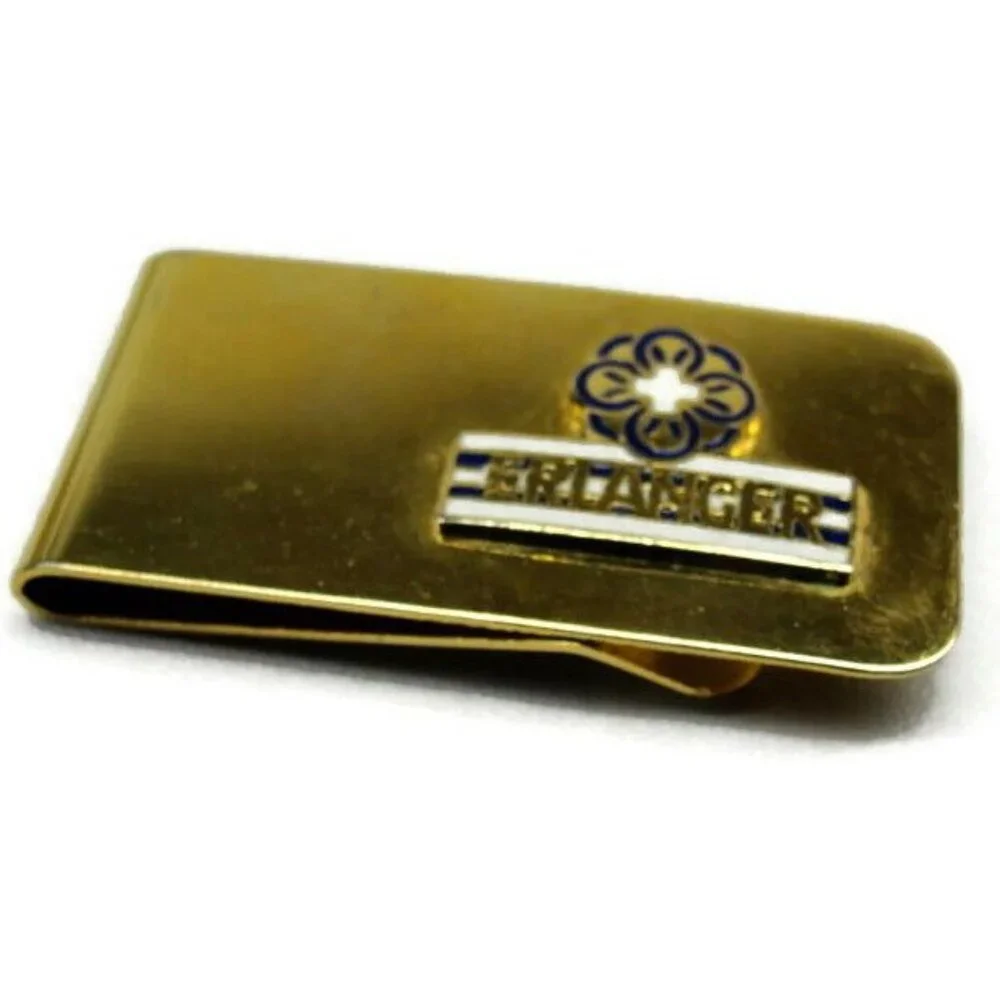 Money Clip Erlanger Health Systems Stainless Steel Gold Tone Credit Card Vintage